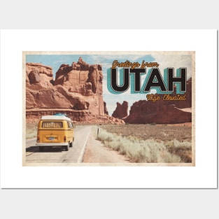 Greetings from Utah - Vintage Travel Postcard Design Posters and Art